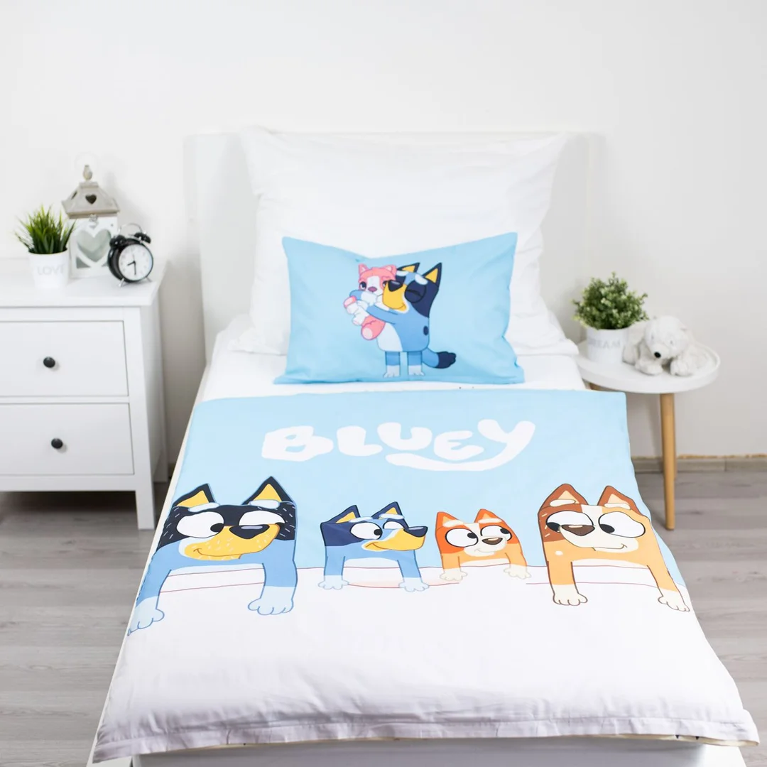 Pościel bawełniana 100x135 Bluey Pieski niebieska poszewka 40x60 JF24 — zdjęcie 2