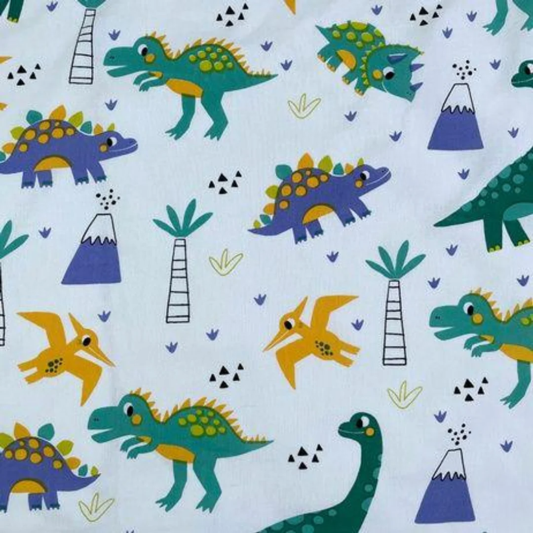 Pościel bawełniana 100x135 Dinozaury turkusowa poszewka 40x60 August 24 — zdjęcie 5