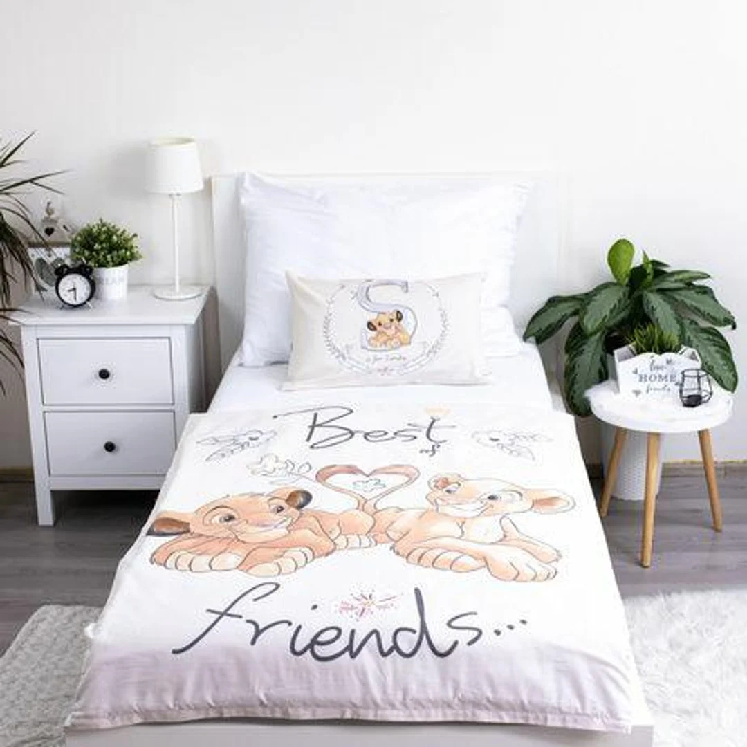 Pościel bawełniana 100x135 Król Lew Simba Nala przyjaciele Lion King best friends kwiatki 4751 dziecięca do łóżeczka — zdjęcie 2