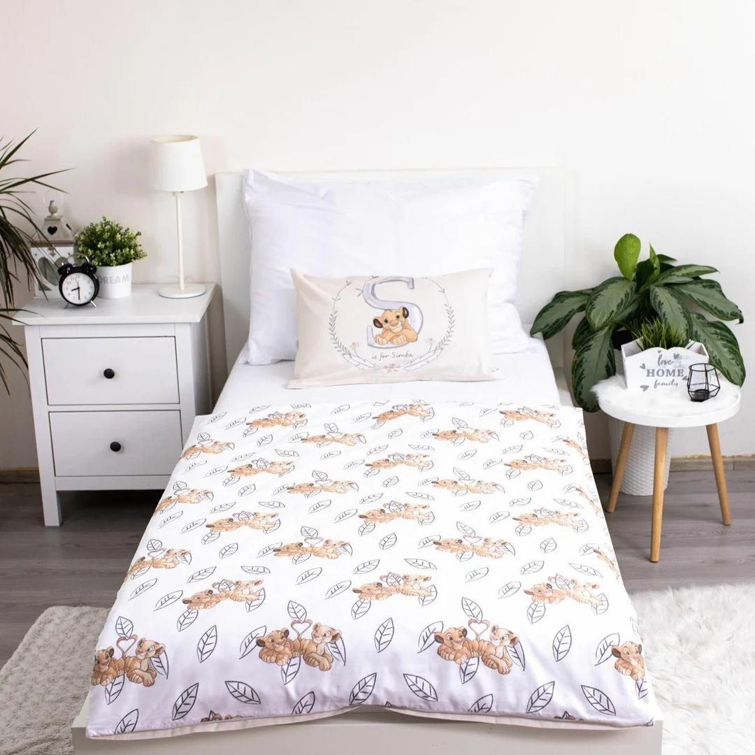 Pościel bawełniana 100x135 Król Lew Simba Nala przyjaciele Lion King best friends kwiatki 4751 dziecięca do łóżeczka — zdjęcie 3