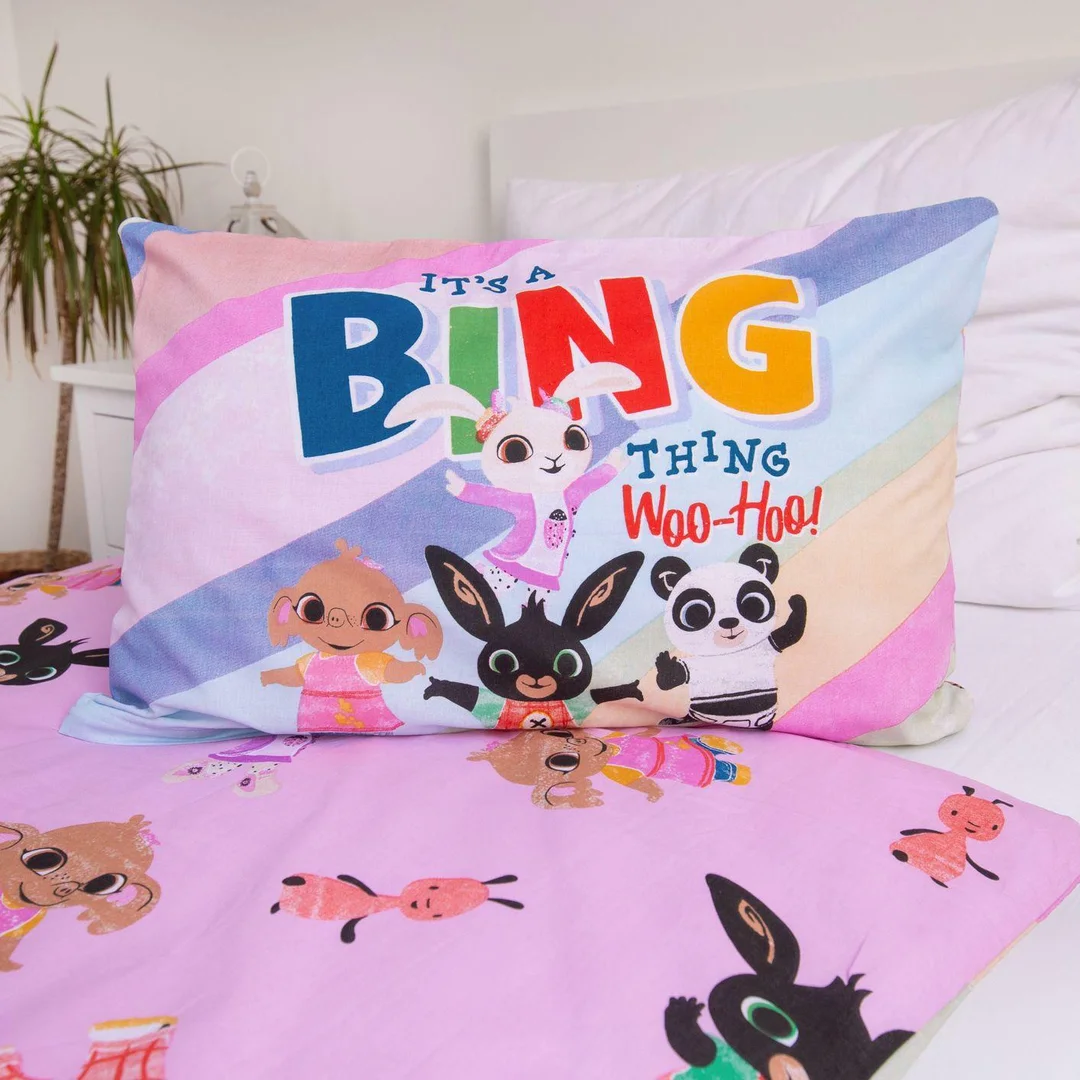 Pościel bawełniana 100x135 Królik Bing różowa poszewka 40x60 JF24 — zdjęcie 2