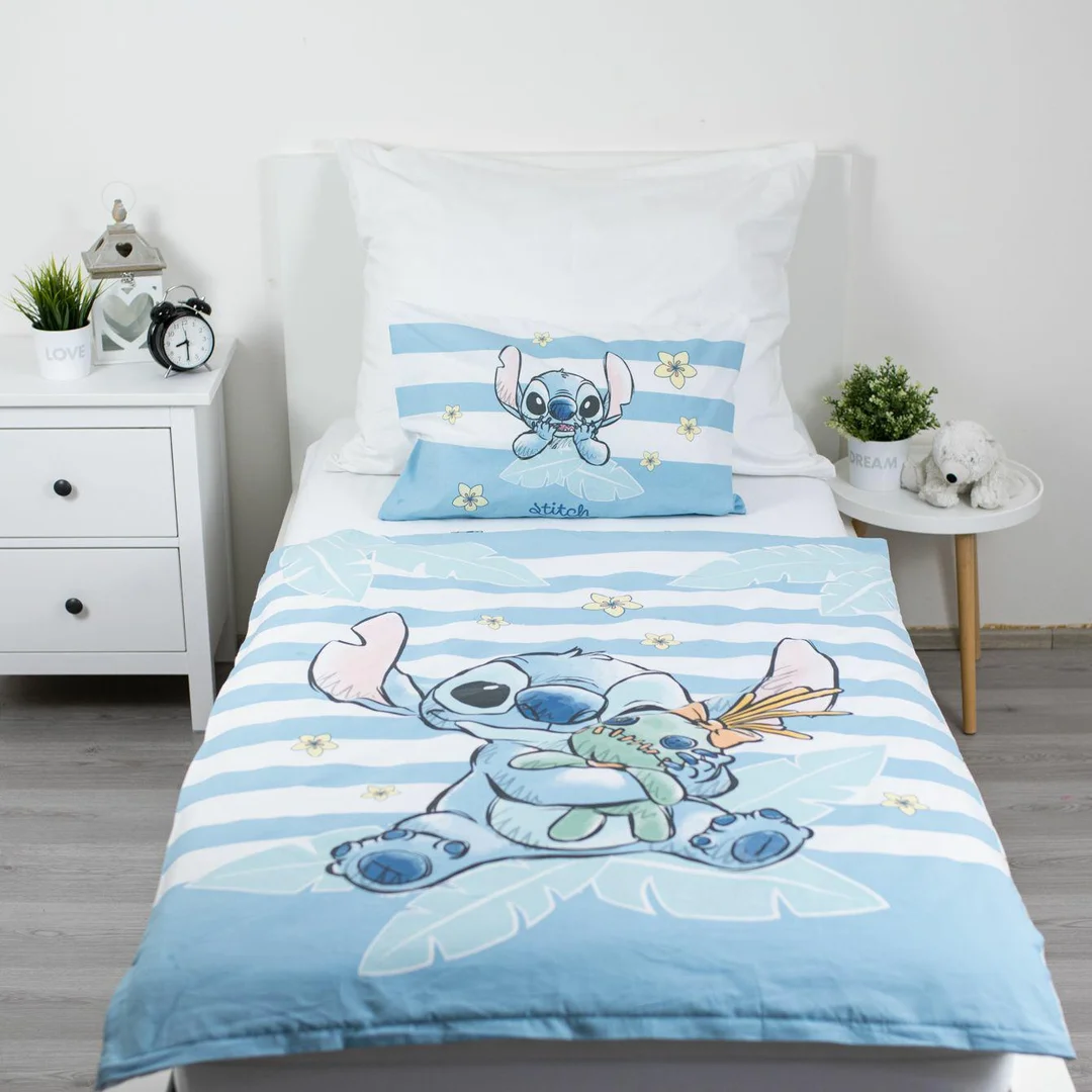 Pościel bawełniana 100x135 Lilo and Stitch Tropical Hugs niebieska do łózeczka poszewka 40x60 JF24 — zdjęcie 5