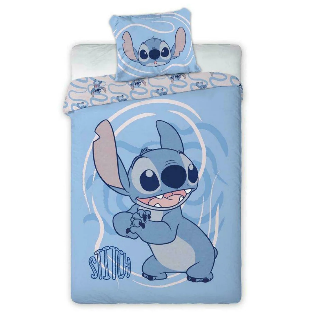 Pościel bawełniana 100x135 Lilo i Stitch niebieska 002 poszewka 40x60 Faro — zdjęcie 3