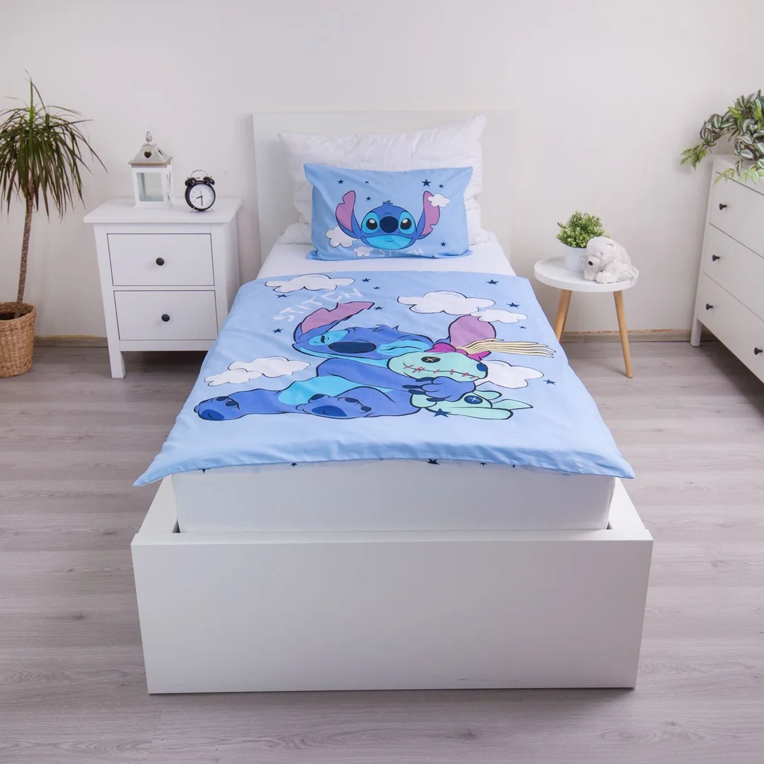 Pościel bawełniana 100x135 Lilo & Stitch niebieska poszewka 40x60 JF24 — zdjęcie 2