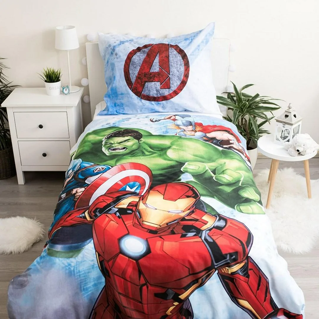 Pościel bawełniana 140x200 Avengers Heroes Kapitan Ameryka poszewka 70x90 — zdjęcie 2