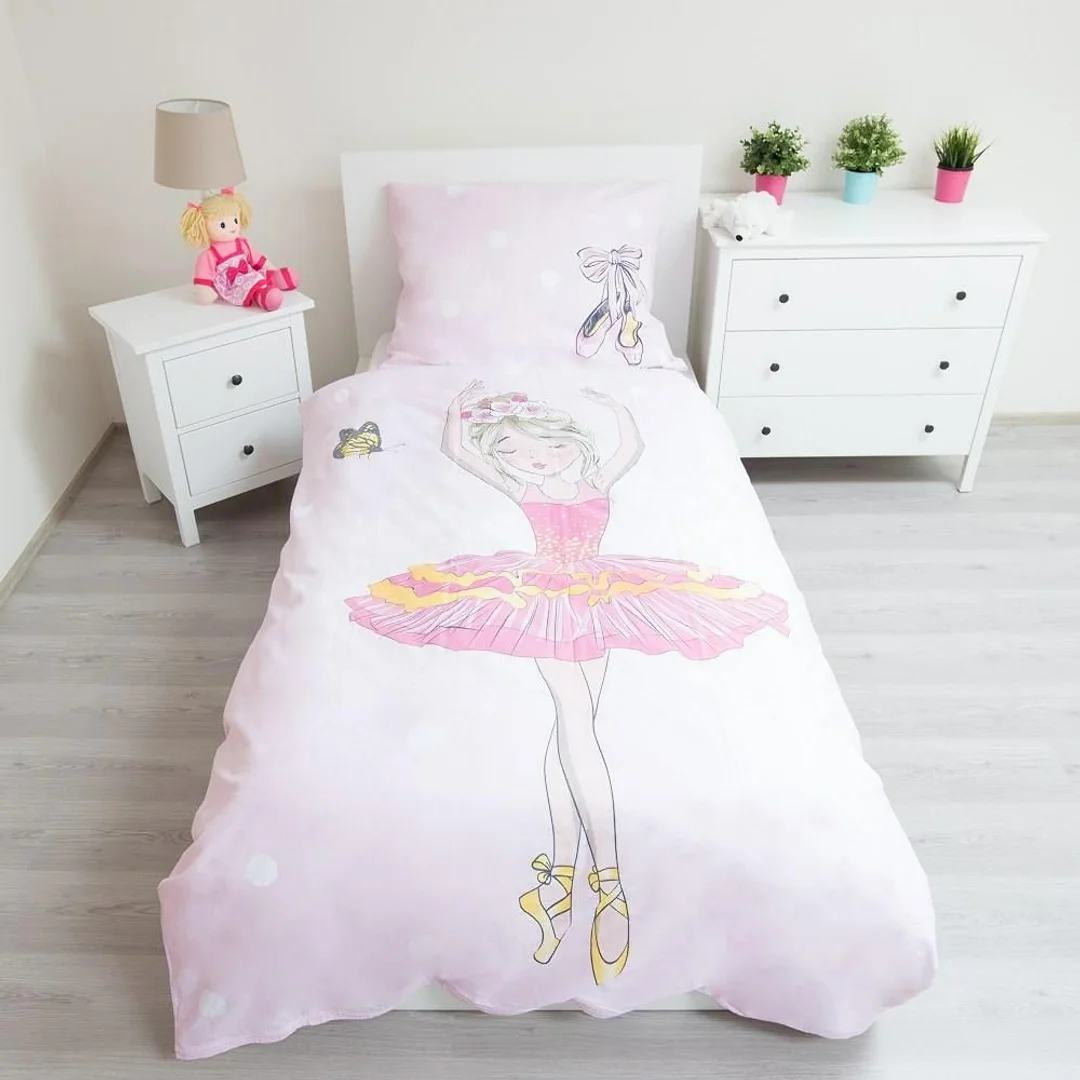 Pościel bawełniana 140x200 baletnica 1804 balerina różowa poszewka 70x90 — zdjęcie 2