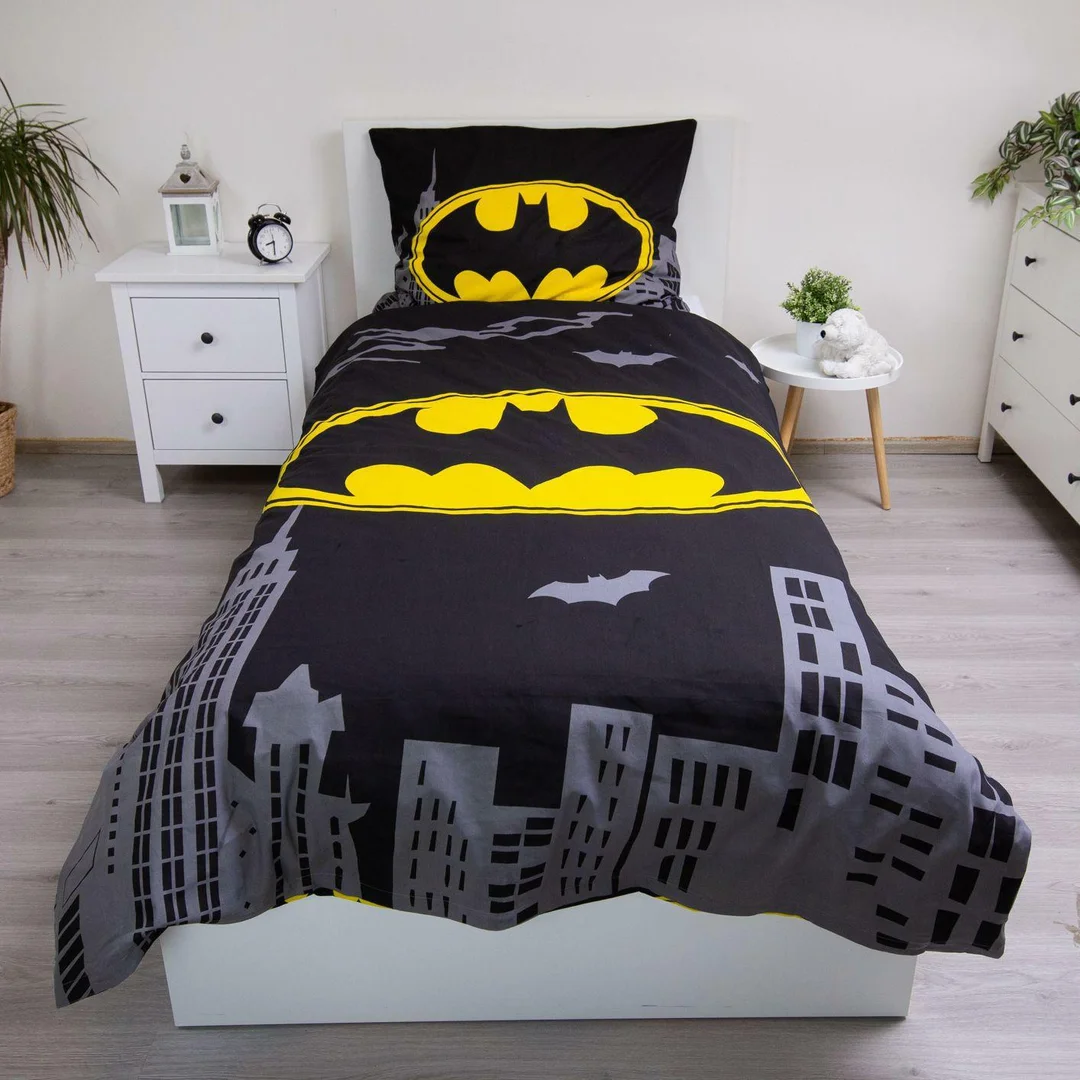 Pościel bawełniana 140x200 Batman The Emblem czarna żółta poszewka 70x90 JF24 — zdjęcie 2