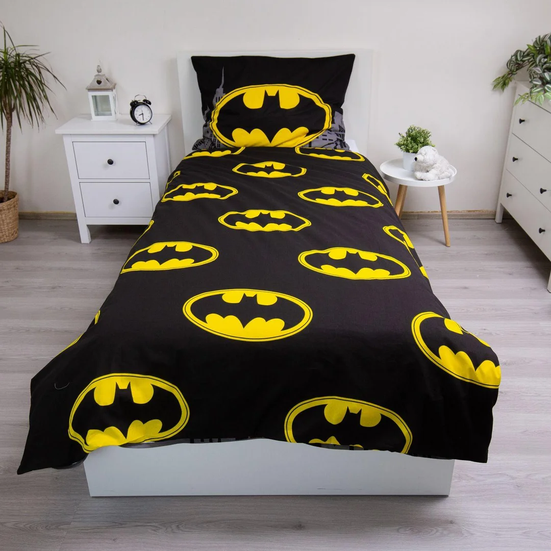 Pościel bawełniana 140x200 Batman The Emblem czarna żółta poszewka 70x90 JF24 — zdjęcie 3
