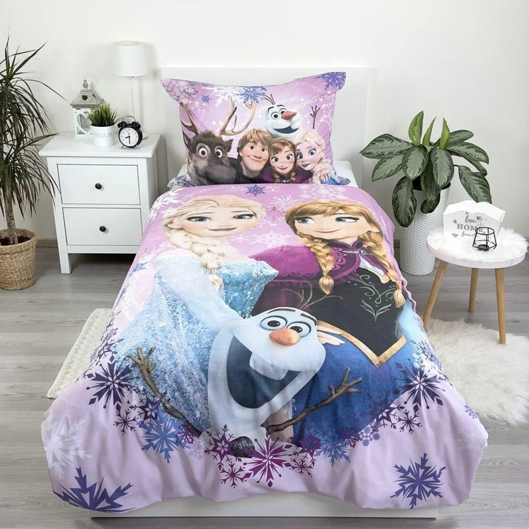 Pościel bawełniana 140x200 Frozen fioletowa poszewka 70x90 Kids25 — zdjęcie 2