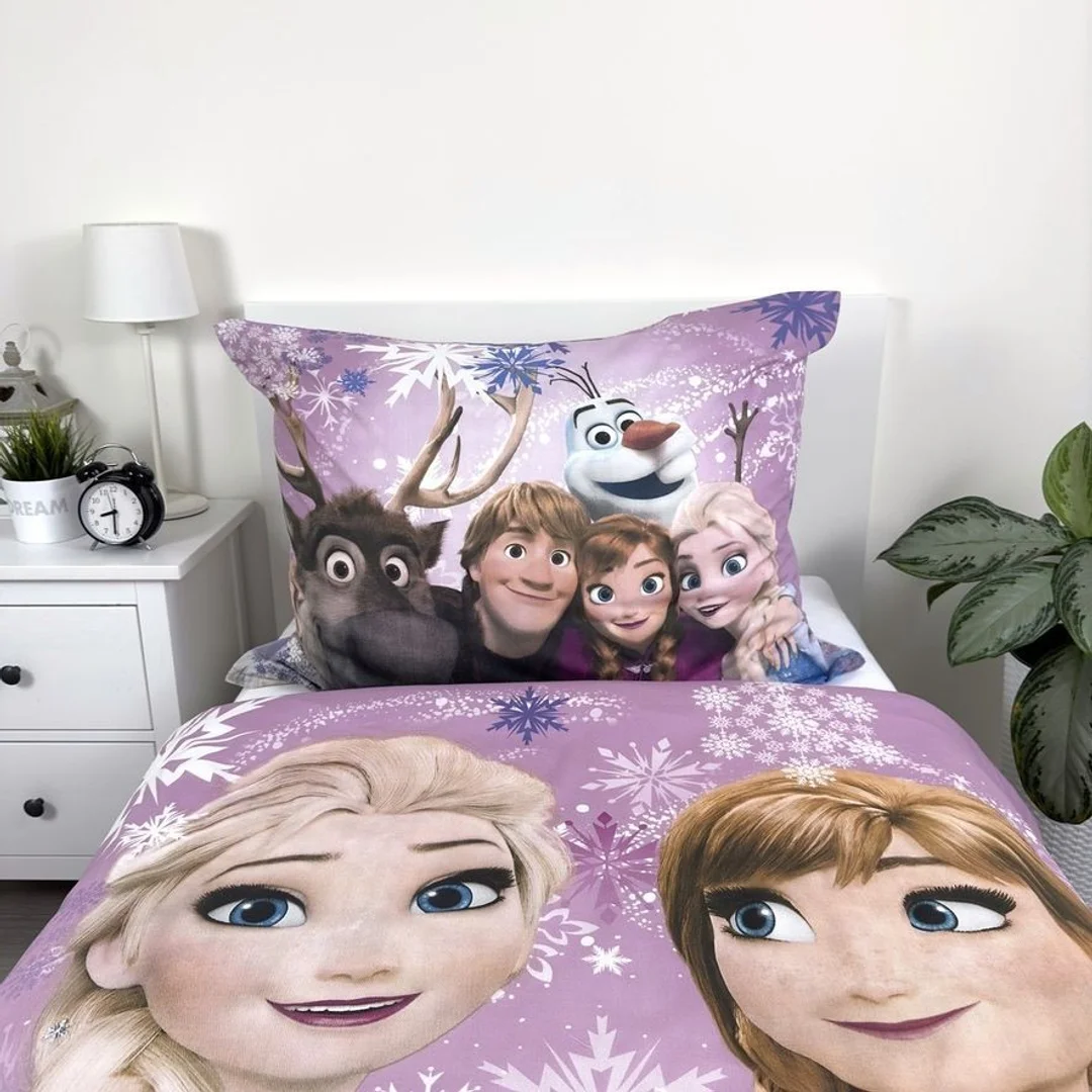 Pościel bawełniana 140x200 Frozen fioletowa poszewka 70x90 Kids25 — zdjęcie 3