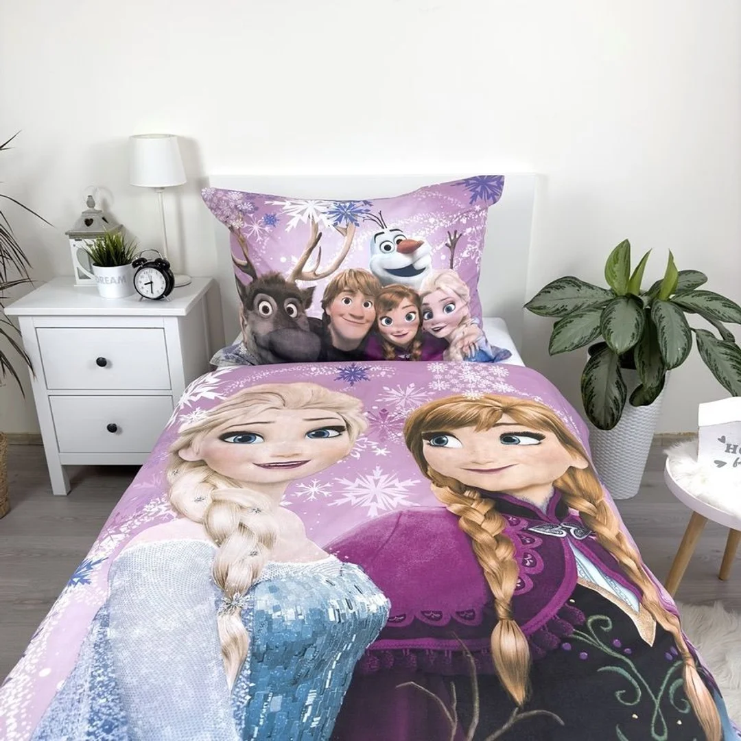 Pościel bawełniana 140x200 Frozen fioletowa poszewka 70x90 Kids25 — zdjęcie 4