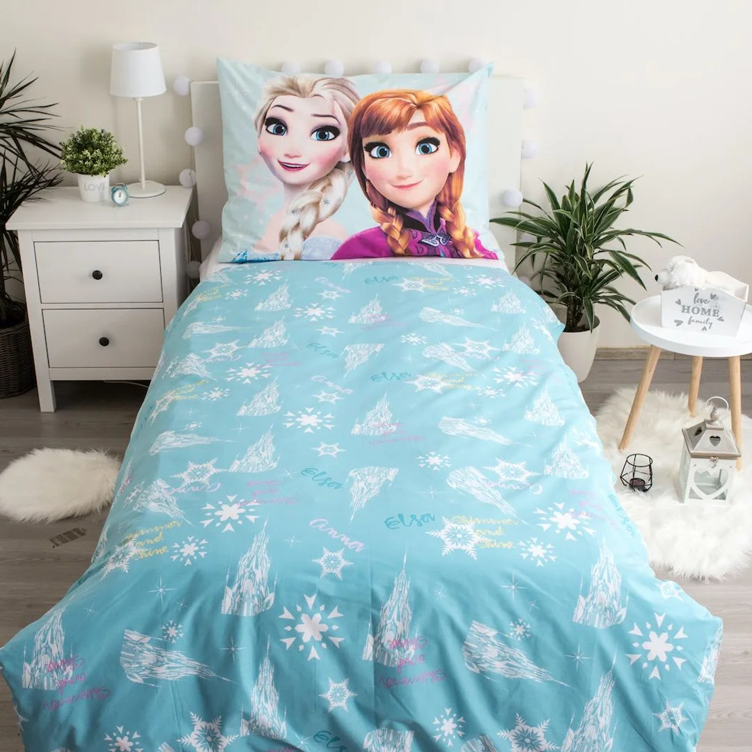 Pościel bawełniana 140x200 Frozen Kraina Lodu błękitna poszewka 70x90 Jf24 — zdjęcie 2