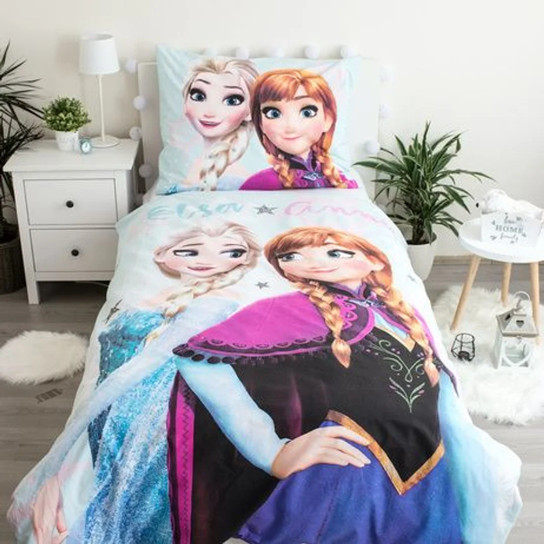 Pościel bawełniana 140x200 Frozen Kraina Lodu błękitna poszewka 70x90 Jf24 — zdjęcie 3