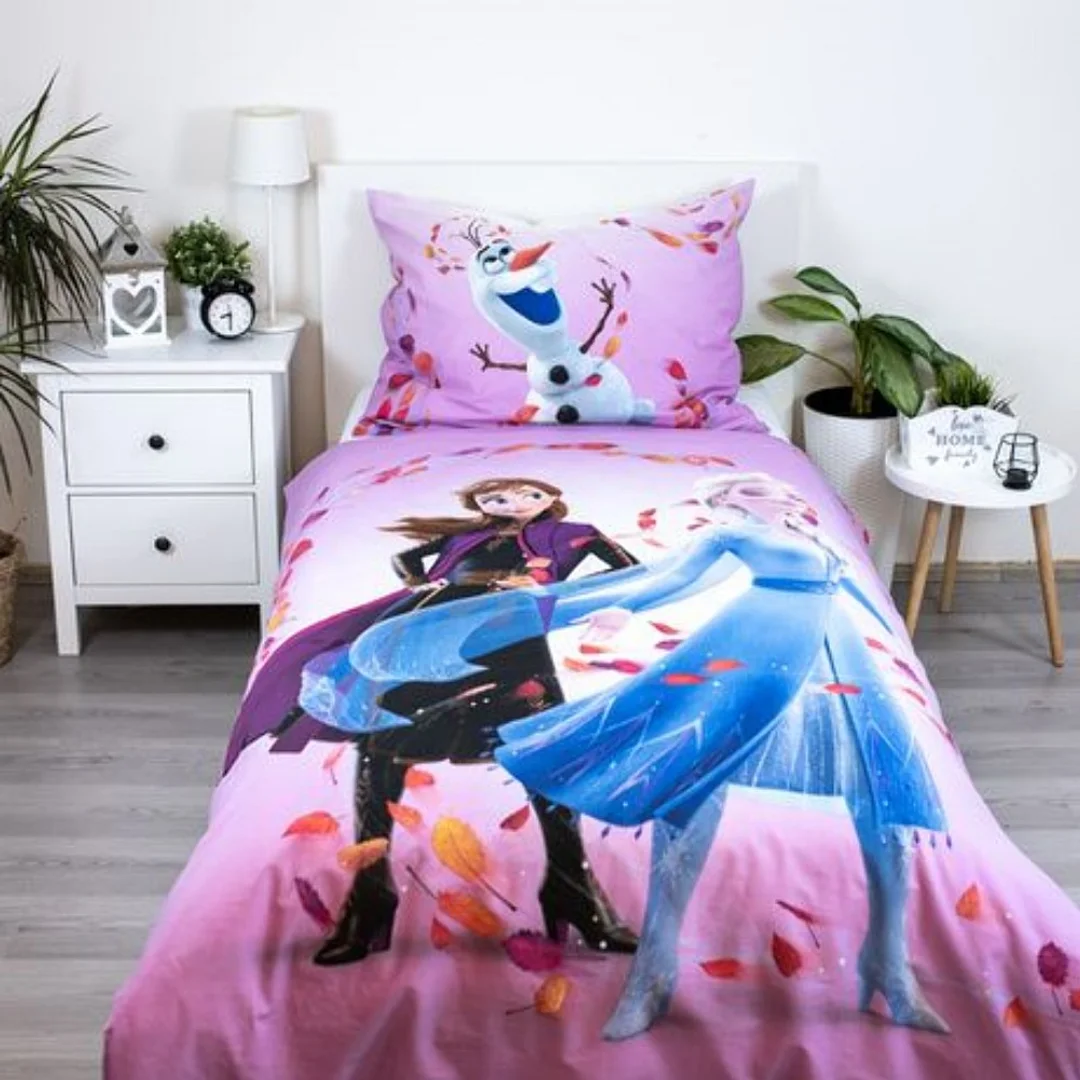Pościel bawełniana 140x200 Frozen Kraina Lodu różowa Magiczny czas poszewka 70x90 JF24 — zdjęcie 2