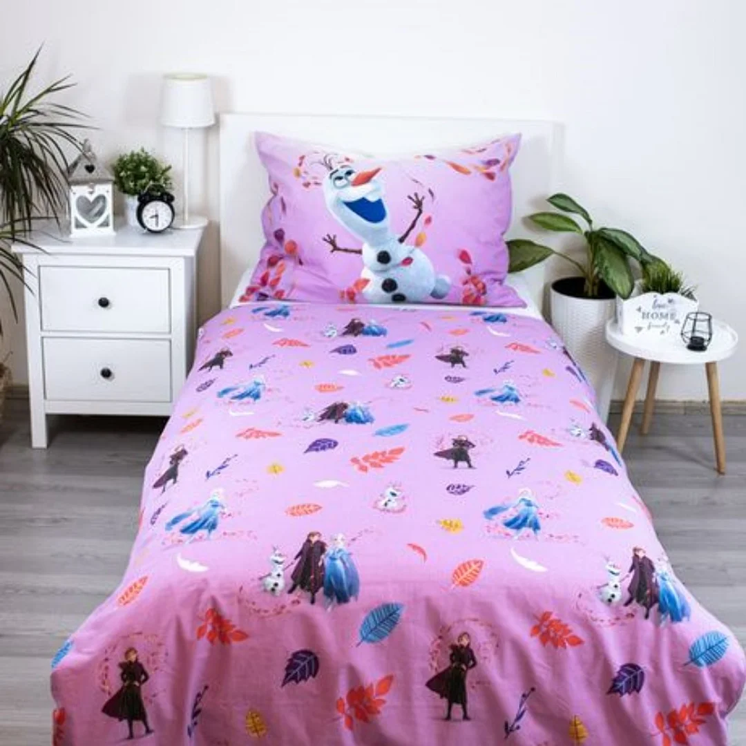 Pościel bawełniana 140x200 Frozen Kraina Lodu różowa Magiczny czas poszewka 70x90 JF24 — zdjęcie 3