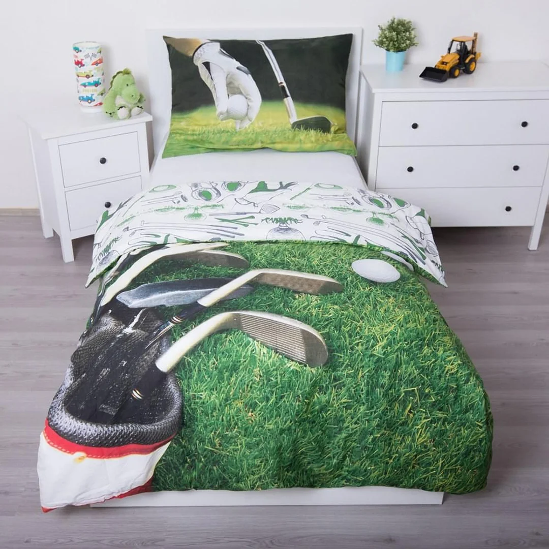 Pościel bawełniana 140x200 Golf pole golfowe zielona 4997 poszewka 70x90 dla fana miłośnika golfa — zdjęcie 2