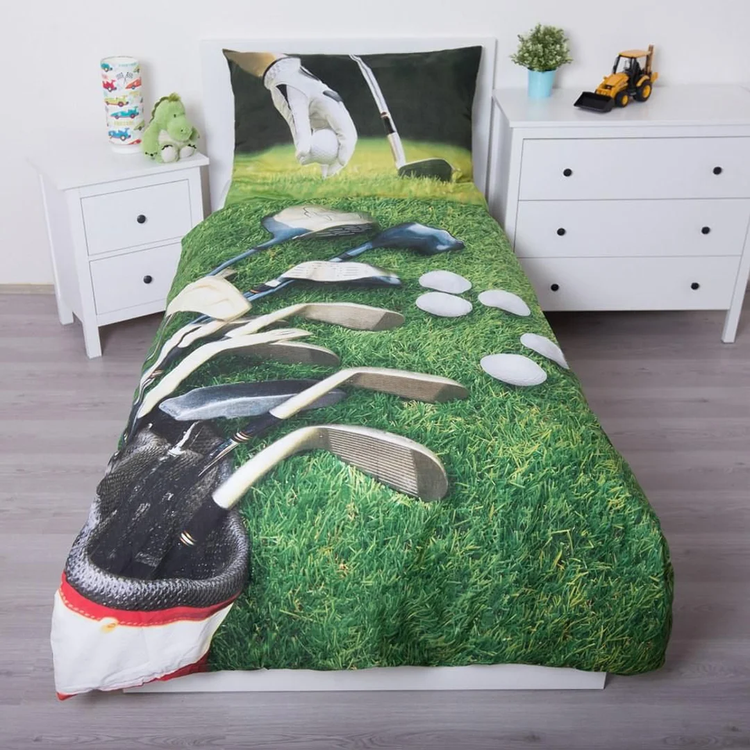 Pościel bawełniana 140x200 Golf pole golfowe zielona 4997 poszewka 70x90 dla fana miłośnika golfa — zdjęcie 3