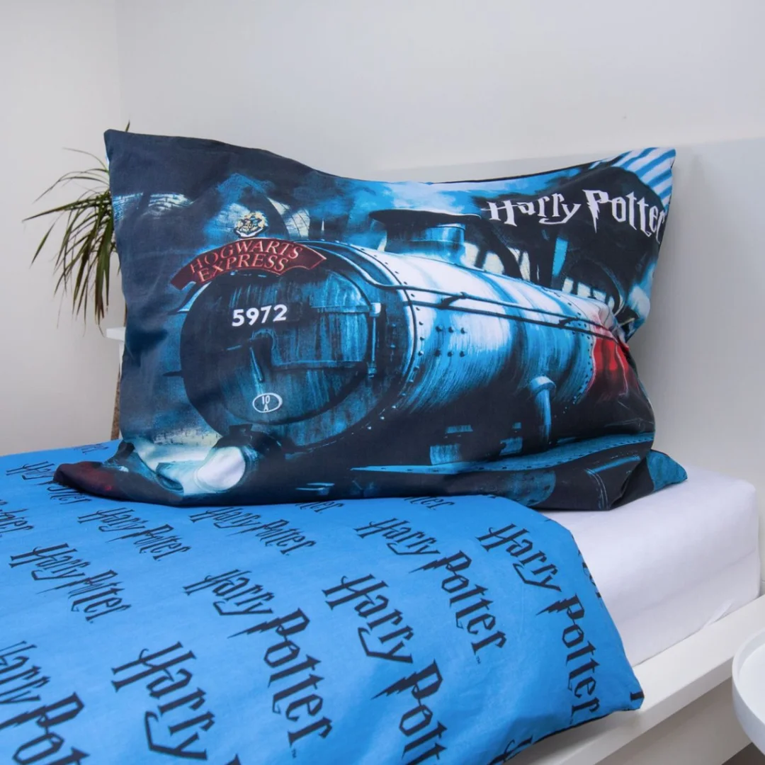 Pościel bawełniana 140x200 Harry Potter Hogwarts Express niebieska poszewka 70x90 JF24 — zdjęcie 4
