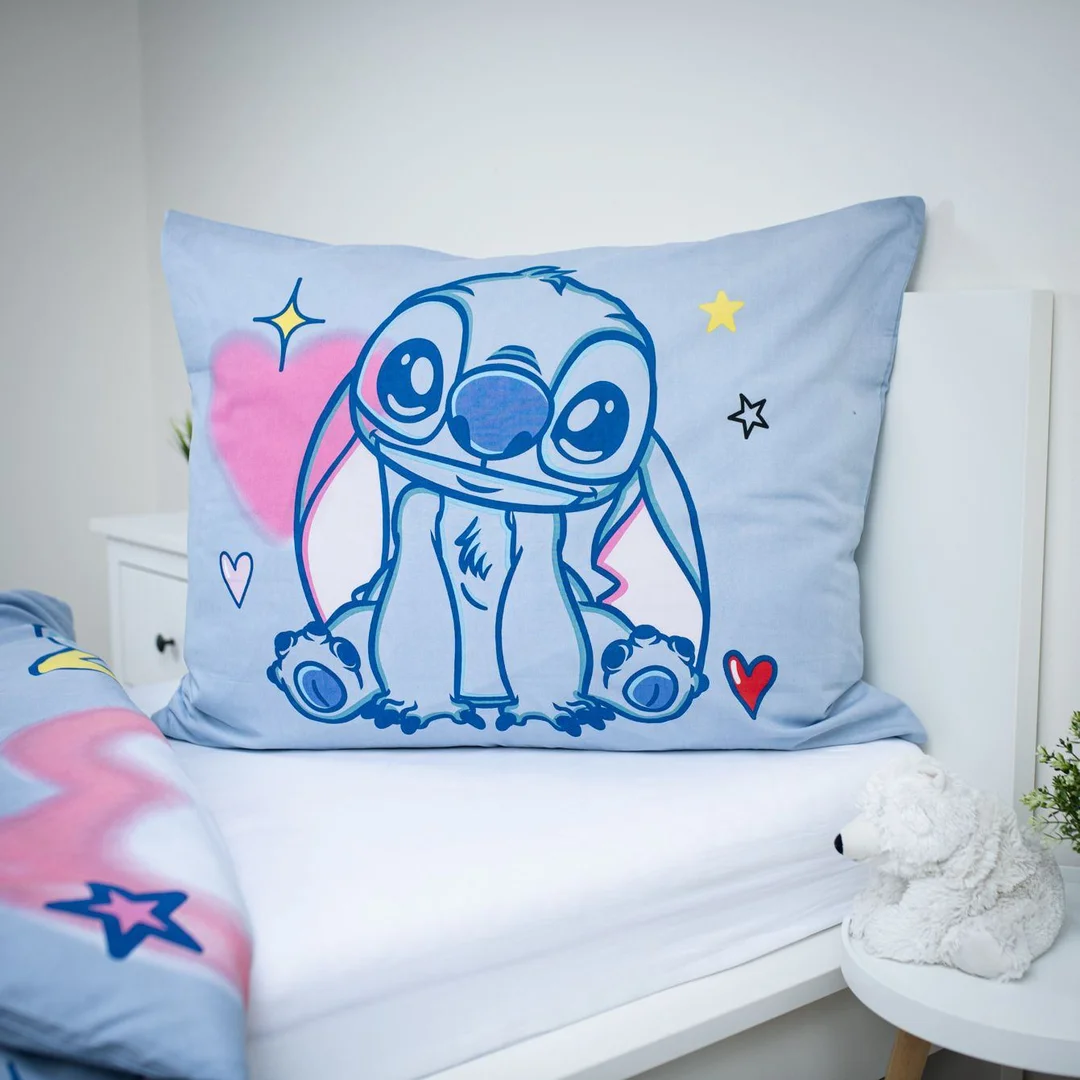 Pościel bawełniana 140x200 Lilo and Stitch niebieska poszewka 70x90 JF24 — zdjęcie 2