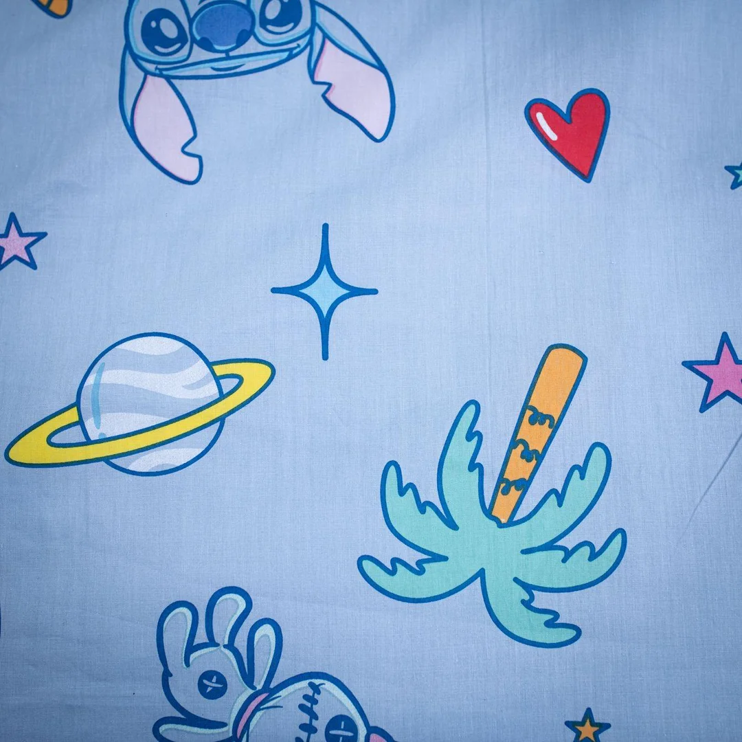 Pościel bawełniana 140x200 Lilo and Stitch niebieska poszewka 70x90 JF24 — zdjęcie 3