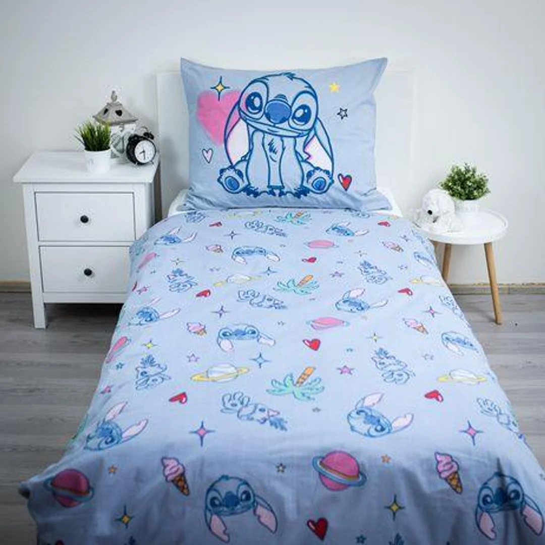 Pościel bawełniana 140x200 Lilo and Stitch niebieska poszewka 70x90 JF24 — zdjęcie 4