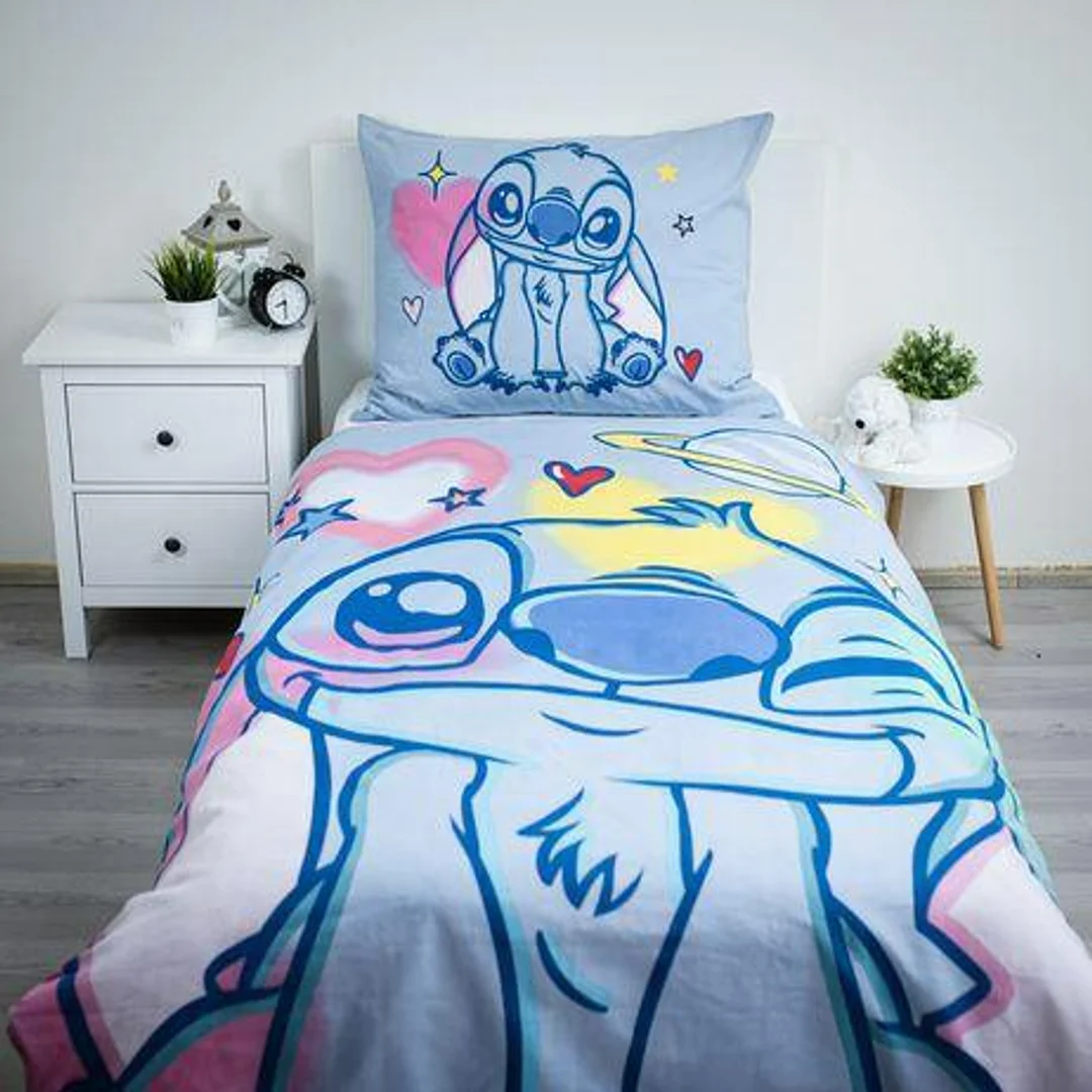 Pościel bawełniana 140x200 Lilo and Stitch niebieska poszewka 70x90 JF24 — zdjęcie 5