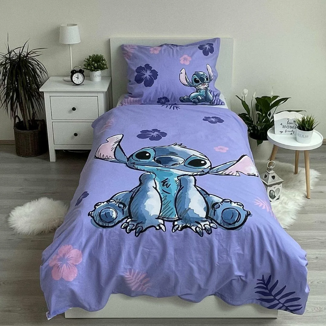 Pościel bawełniana 140x200 Lilo i Stitch fioletowa poszewka 70x90 JF 02 — zdjęcie 2