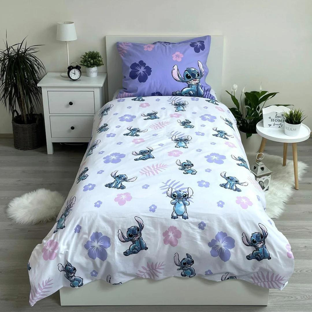 Pościel bawełniana 140x200 Lilo i Stitch fioletowa poszewka 70x90 JF 02 — zdjęcie 3