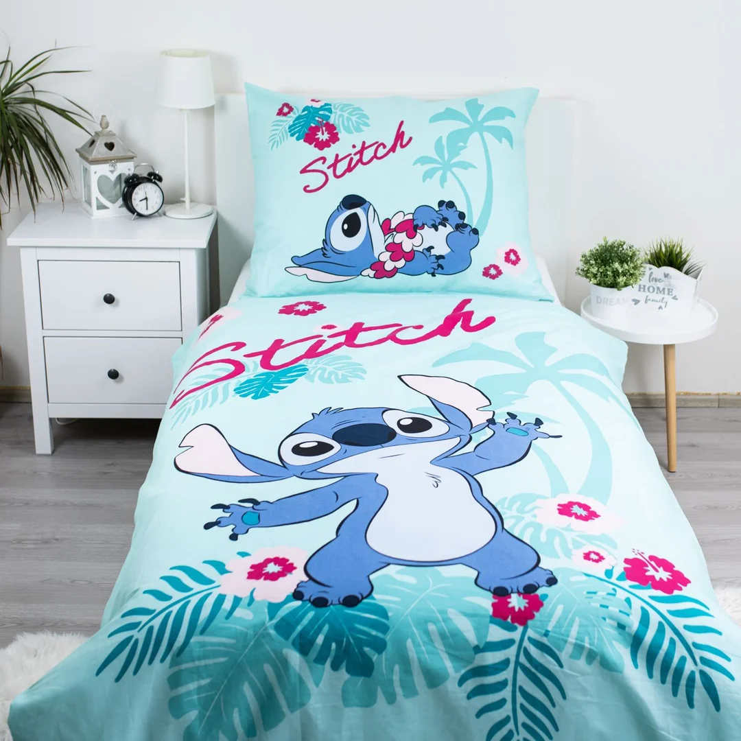 Pościel bawełniana 140x200 Lilo i Stitch Hawaii miętowa poszewka 70x90 JF24 — zdjęcie 2