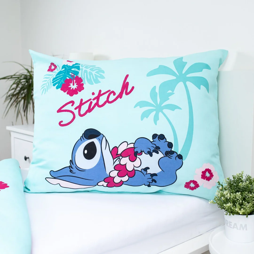 Pościel bawełniana 140x200 Lilo i Stitch Hawaii miętowa poszewka 70x90 JF24 — zdjęcie 4