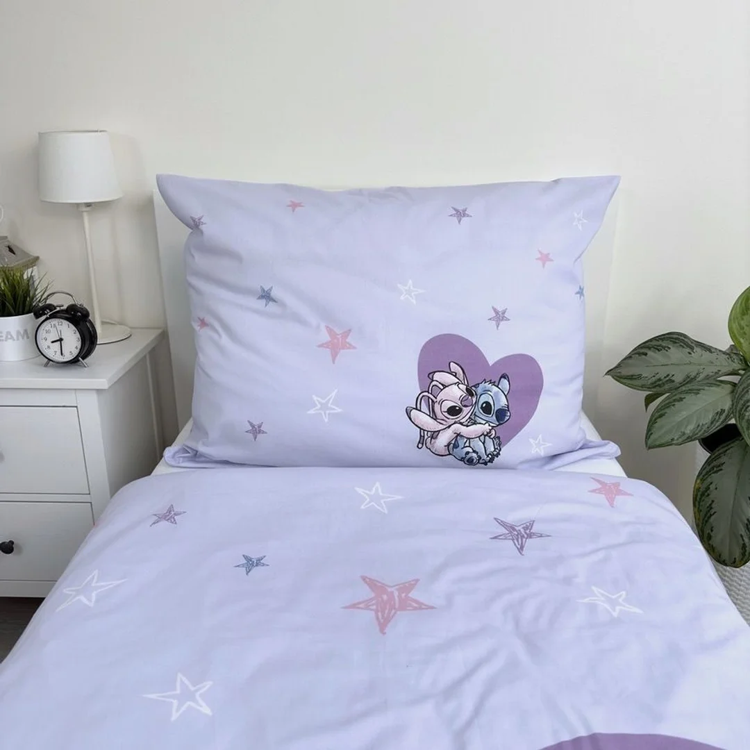 Pościel bawełniana 140x200 Lilo i Stitch Heart wrzosowa poszewka 70x90 JF 24 — zdjęcie 2