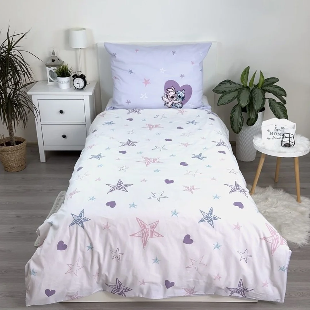 Pościel bawełniana 140x200 Lilo i Stitch Heart wrzosowa poszewka 70x90 JF 24 — zdjęcie 3