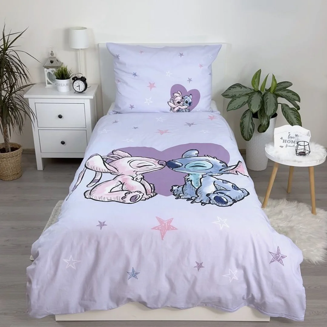 Pościel bawełniana 140x200 Lilo i Stitch Heart wrzosowa poszewka 70x90 JF 24 — zdjęcie 4