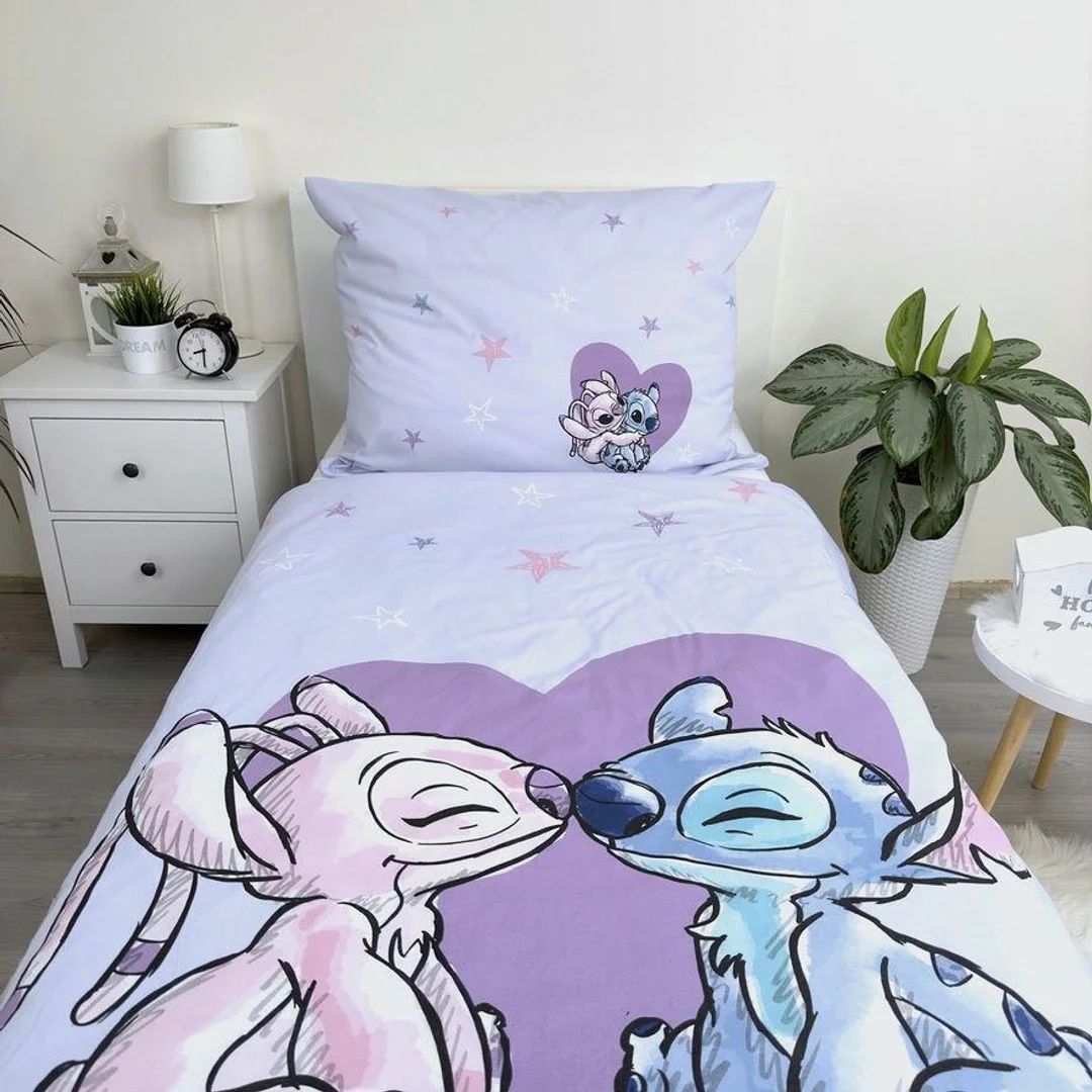 Pościel bawełniana 140x200 Lilo i Stitch Heart wrzosowa poszewka 70x90 JF 24 — zdjęcie 6