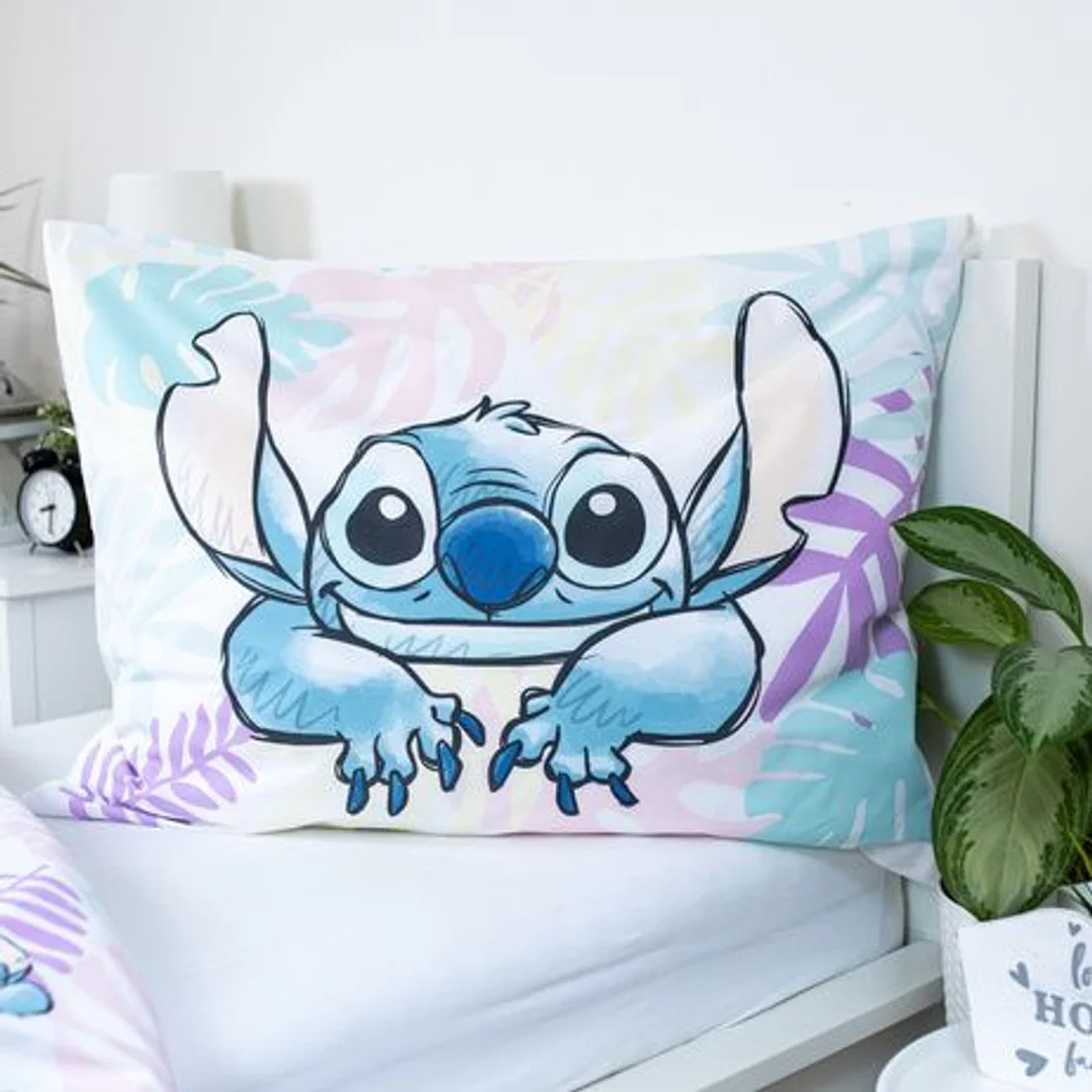 Pościel bawełniana 140x200 Lilo i Stitch liście pastelowa kolorowa poszewka 70x90 JF24 — zdjęcie 4