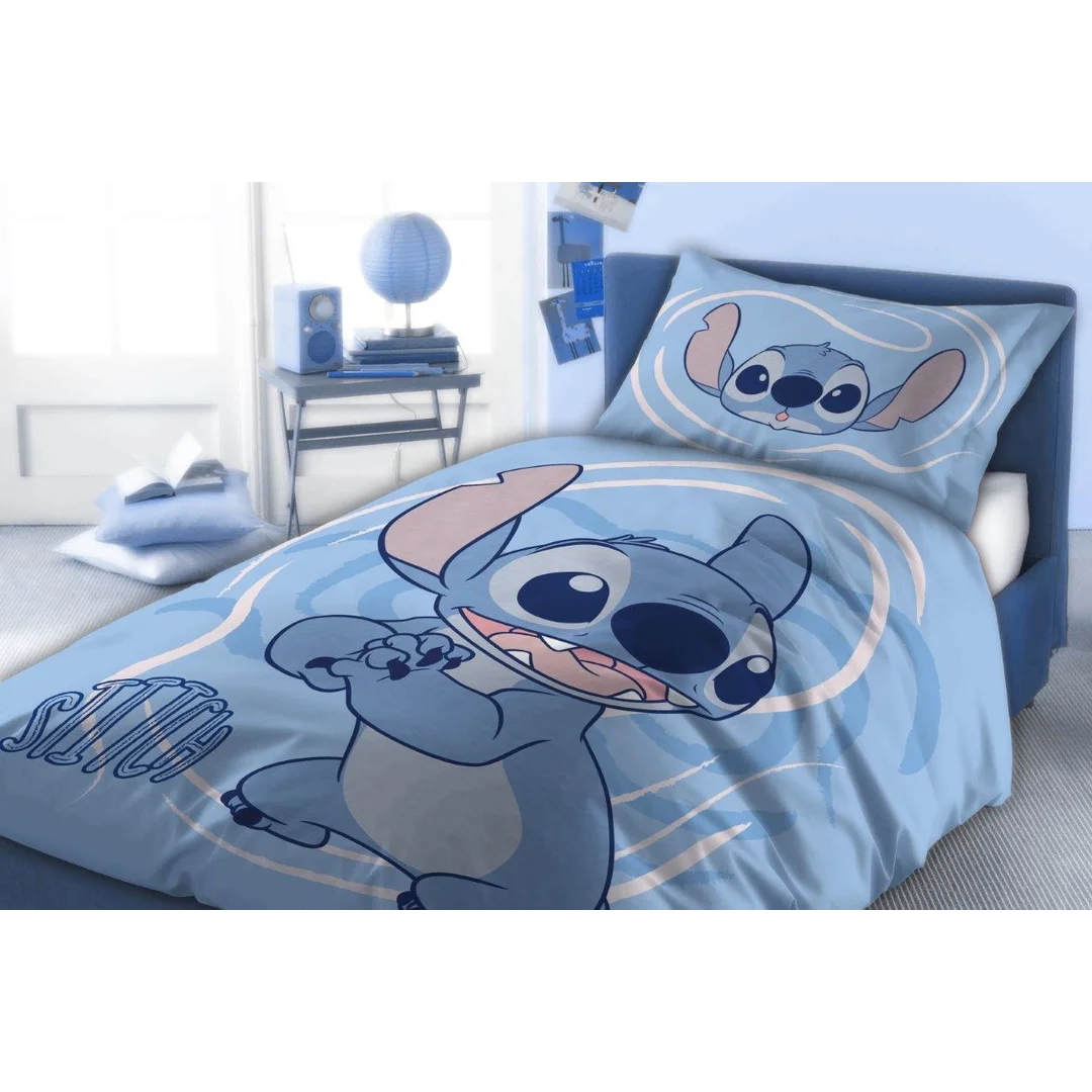 Pościel bawełniana 140x200 Lilo i Stitch niebieska 002 poszewka 70x90 Faro — zdjęcie 2