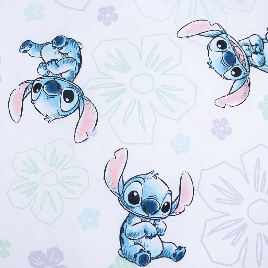 Pościel bawełniana 140x200 Lilo I Stitch Ohana biała niebieska poszewka 70x90 Jf24 — zdjęcie 5