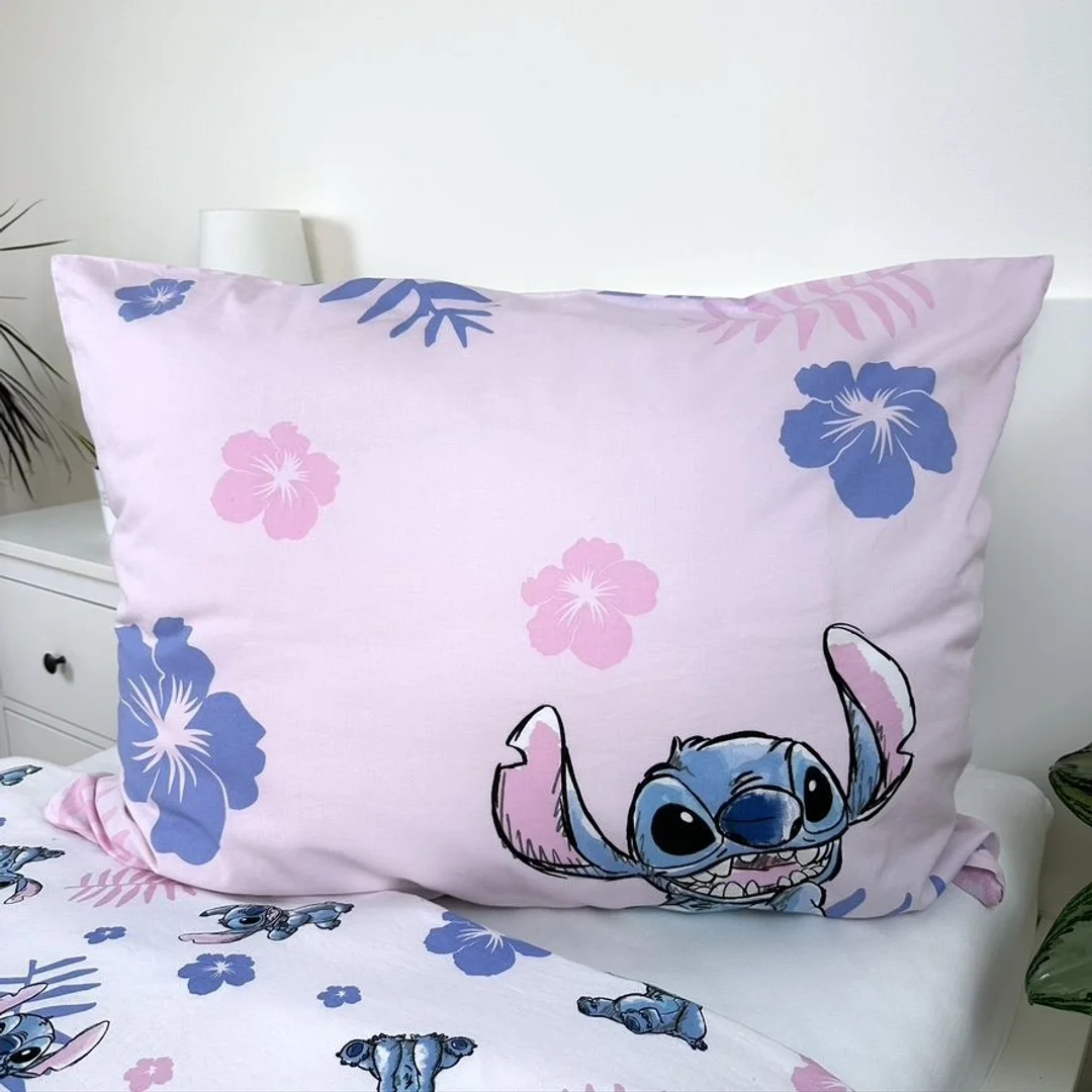 Pościel bawełniana 140x200 Lilo i Stitch różowa biała poszewka 70x90 JF 24 — zdjęcie 3