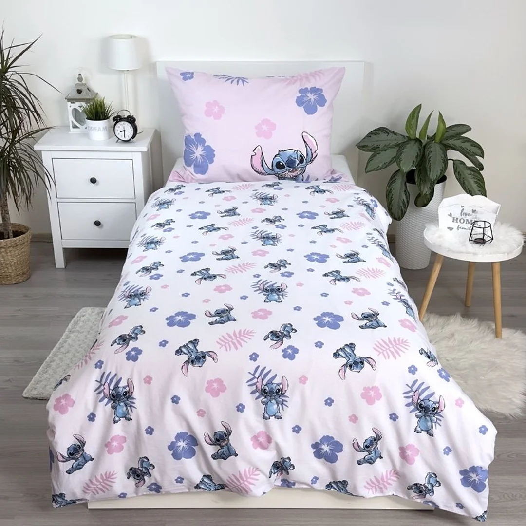 Pościel bawełniana 140x200 Lilo i Stitch różowa biała poszewka 70x90 JF 24 — zdjęcie 4