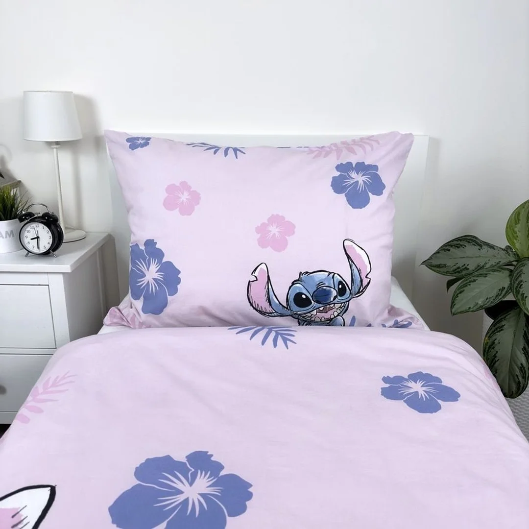 Pościel bawełniana 140x200 Lilo i Stitch różowa biała poszewka 70x90 JF 24 — zdjęcie 5