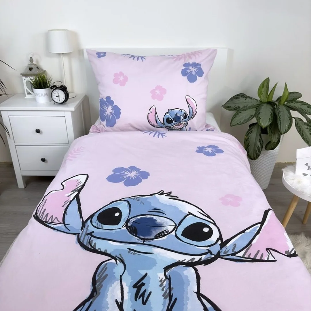 Pościel bawełniana 140x200 Lilo i Stitch różowa biała poszewka 70x90 JF 24 — zdjęcie 6