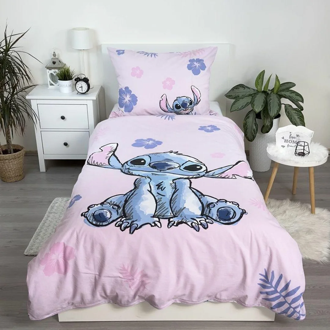 Pościel bawełniana 140x200 Lilo i Stitch różowa biała poszewka 70x90 JF 24 — zdjęcie 7