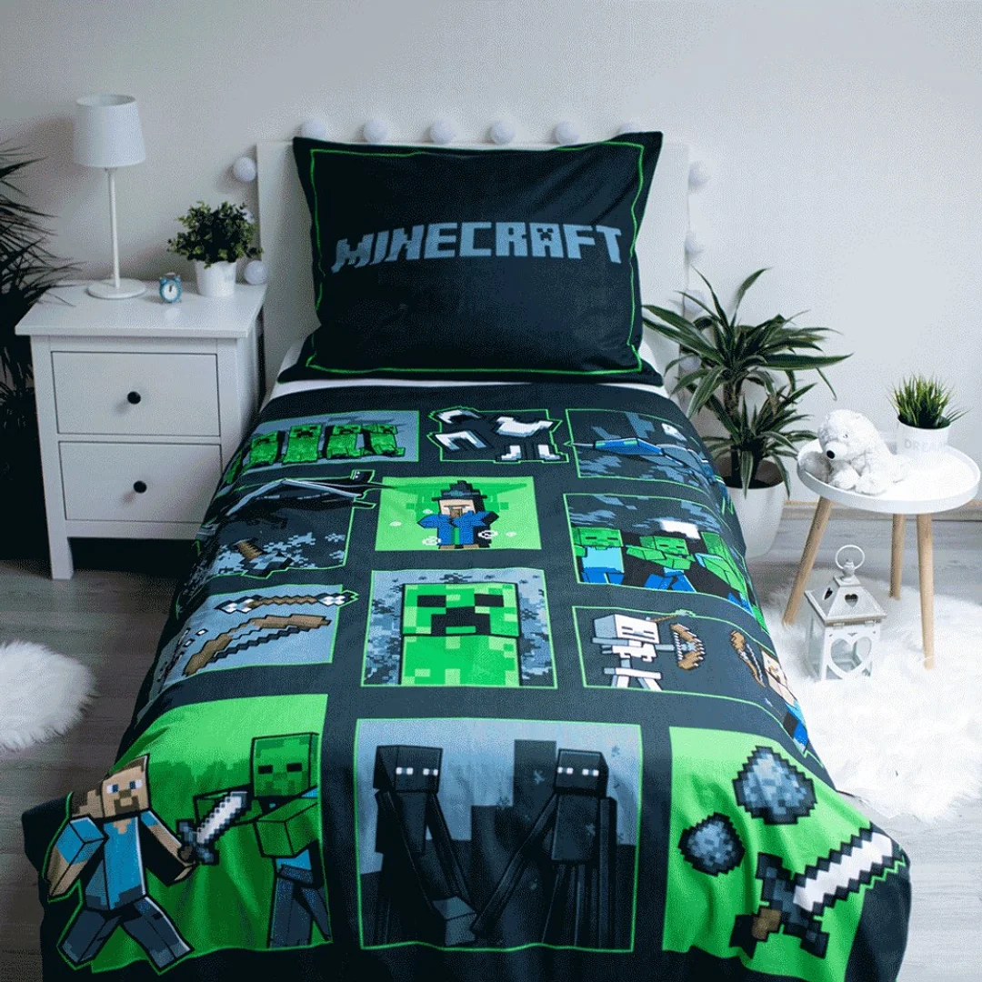 Pościel bawełniana 140x200 Minecraft 1384 Survival Mode poszewka 70x90 JF 02 — zdjęcie 2