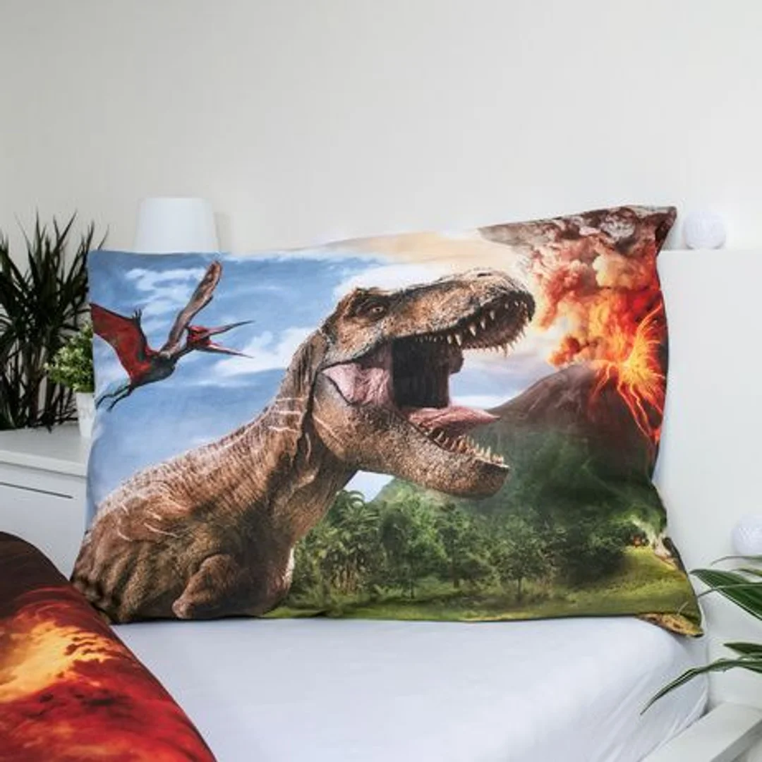 Pościel bawełniana 140x200 Park Jurajski dinozaur wulkan 6762 Jurassic Park poszewka 70x90 — zdjęcie 2