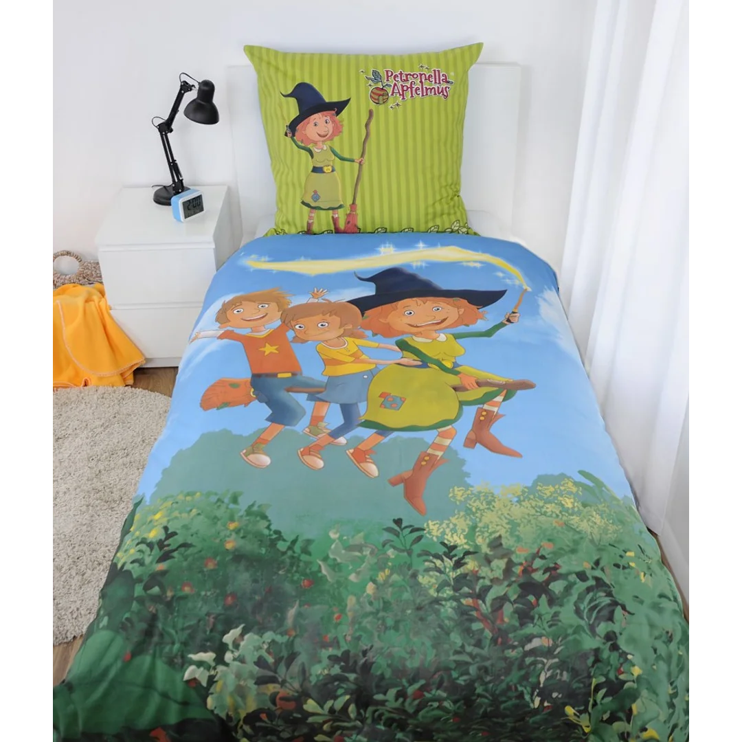 Pościel bawełniana 140x200 Petronella w sosie jabłkowym zielona niebieska poszewka 70x90 H23 — zdjęcie 2