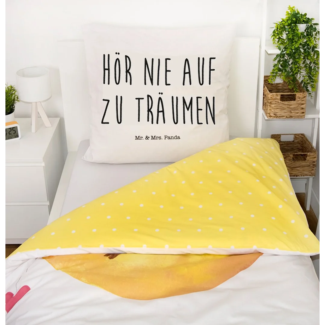Pościel bawełniana 140x200 Pingwin Mr& Mrs Panda biała żółta poszewka 70x90 H23 — zdjęcie 3
