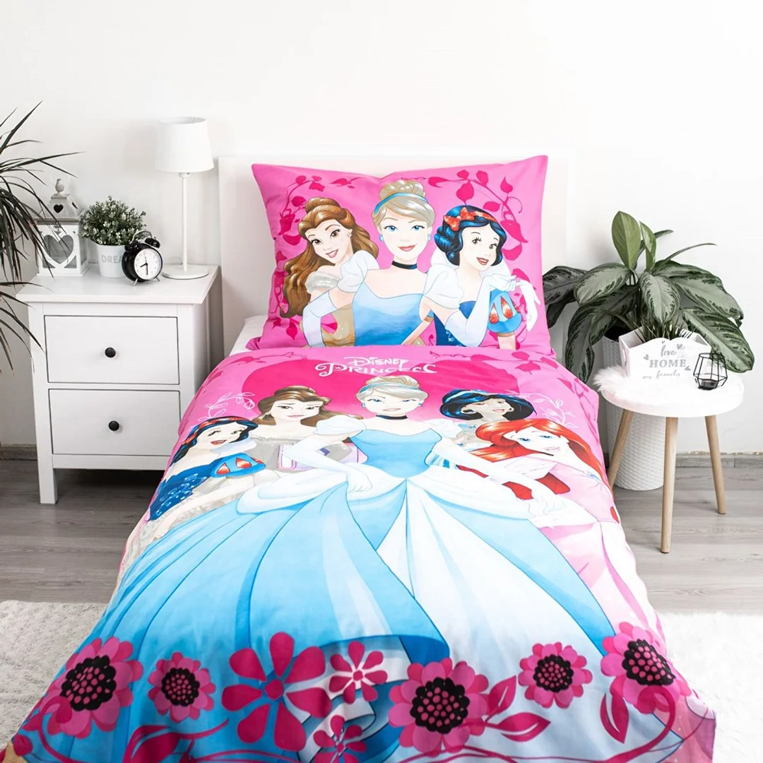 Pościel bawełniana 140x200 Princess Księżniczki różowa poszewka 70x90 JF24 — zdjęcie 4