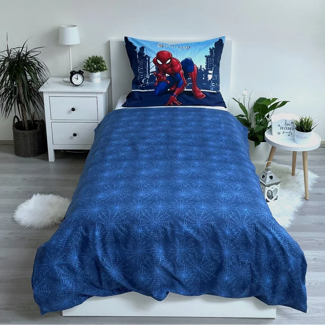 Pościel bawełniana 140x200 Spider-man niebieska poszewka 60x80 JF24 — zdjęcie 4