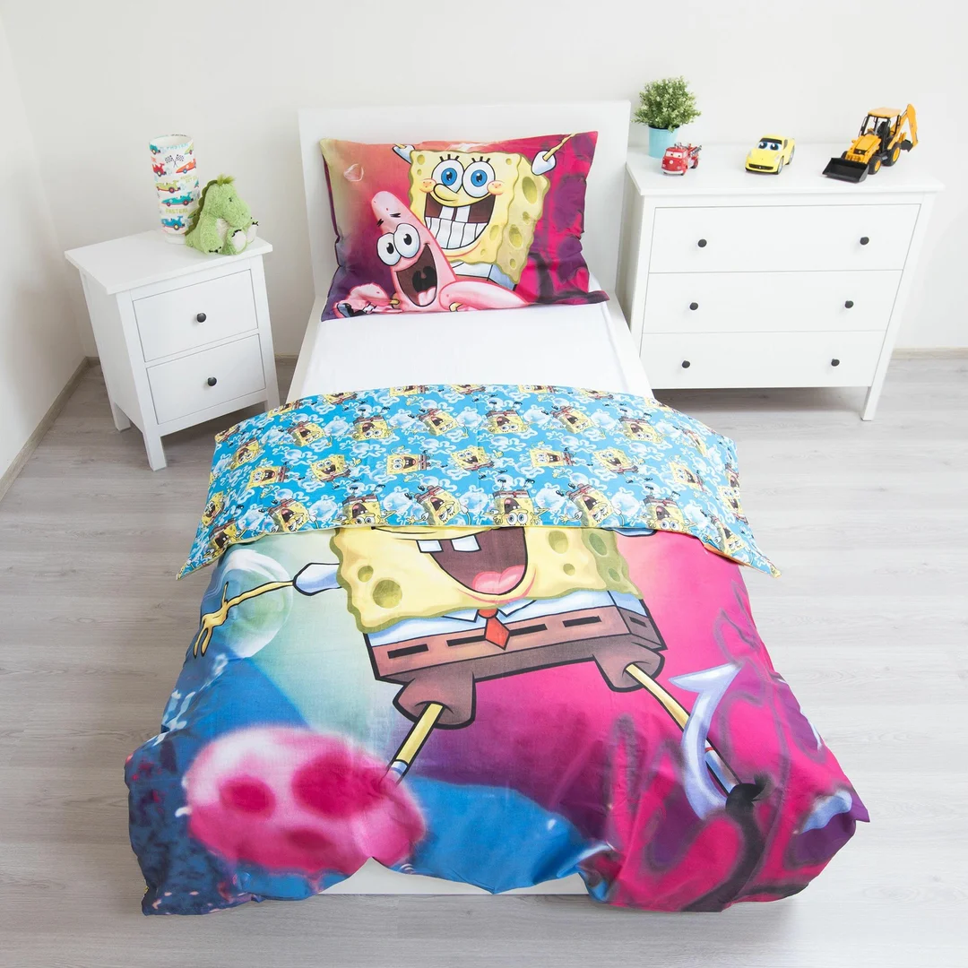 Pościel bawełniana 140x200 Sponge Bob Kanciastoporty 0920 Patryk Rozgwiazda gąbka SpongeBob — zdjęcie 2