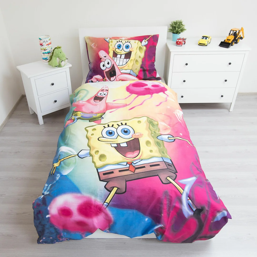 Pościel bawełniana 140x200 Sponge Bob Kanciastoporty 0920 Patryk Rozgwiazda gąbka SpongeBob — zdjęcie 3